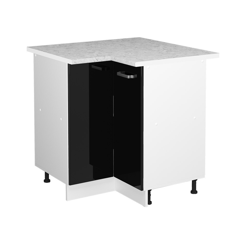 Vicco Eckunterschrank Küchenschrank R-Line Solid Weiß Schwarz 87 cm modern Arbeitsplatte