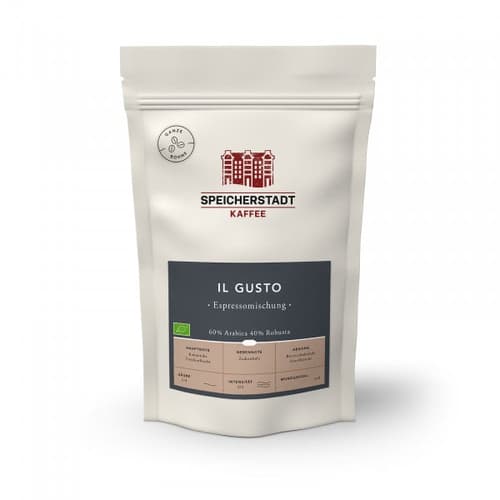 Speicherstadt Kaffeerösterei Il Gusto BIO Espresso ganze Bohne