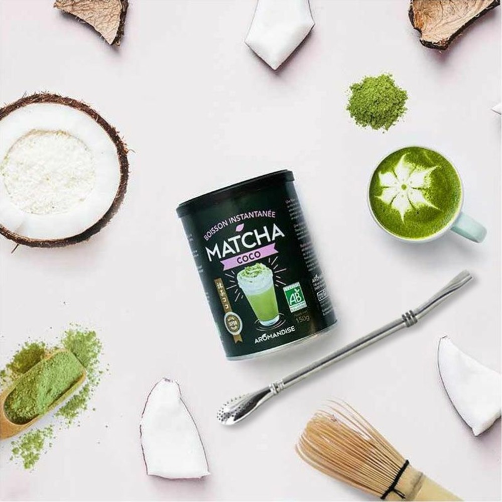 Boisson instantanée matcha coco 150 g + paille inox avec filtre