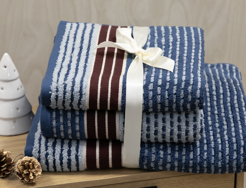 Pack linge de bain jacquard-Bleu évasion