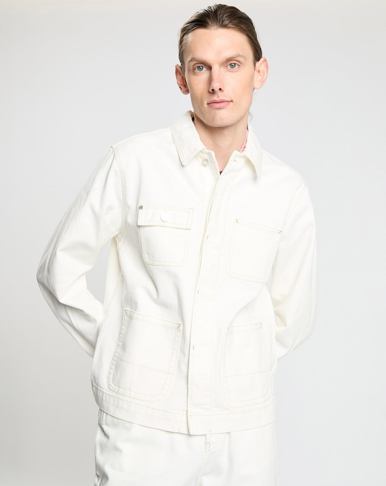 Scotch & Soda Veste en Coton Biologique Worker blanche