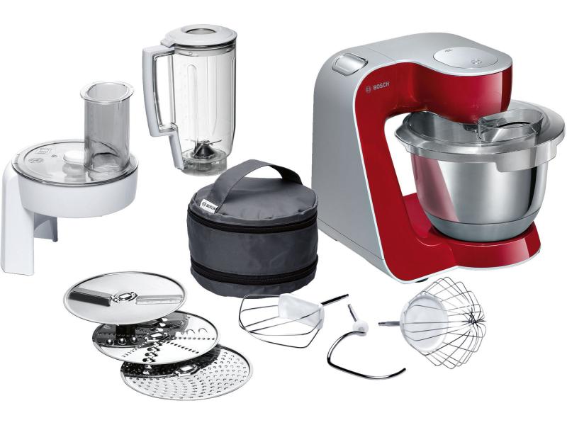 Bosch Küchenmaschine MUM58720 Rot/Silber 1000 W-Küchenmaschine mit umfangreichem Zubehör, rot/silbern