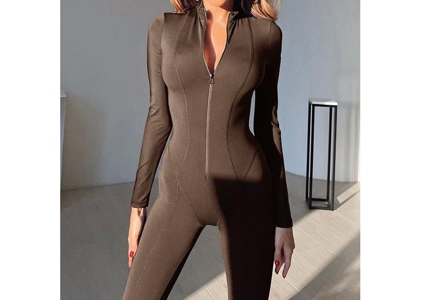 Honet - Skinny jumpsuit met lange mouwen en halve rits
