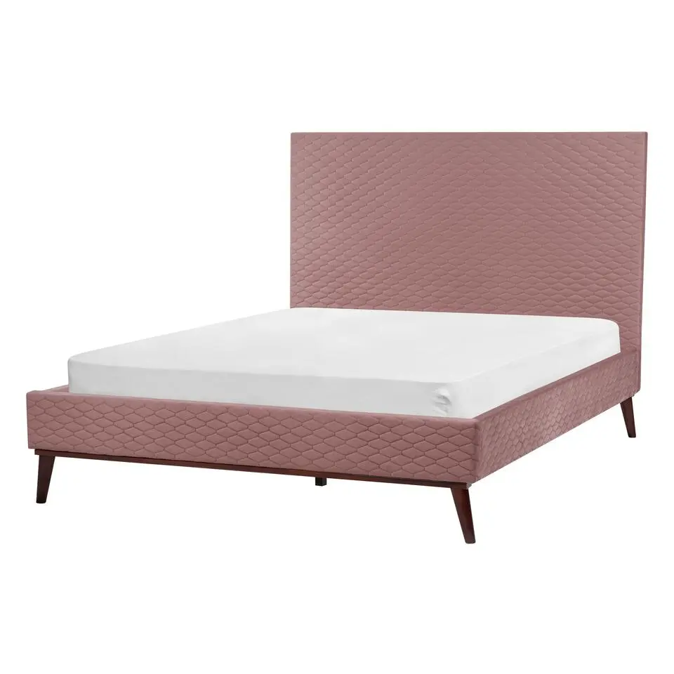 BAYONNE - Tweepersoonsbed - Roze - 140 x 200 cm - Fluweel