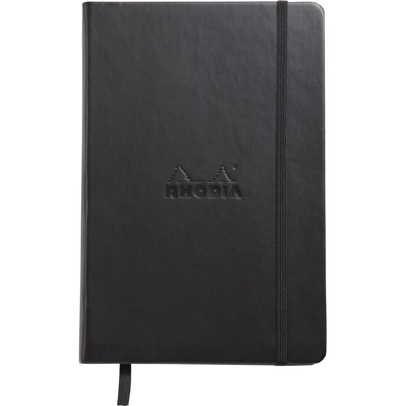 Carnet Webnotebook Rhodiarama noir 14,8 x 21 cm fermeture élastique ligné -192 pages