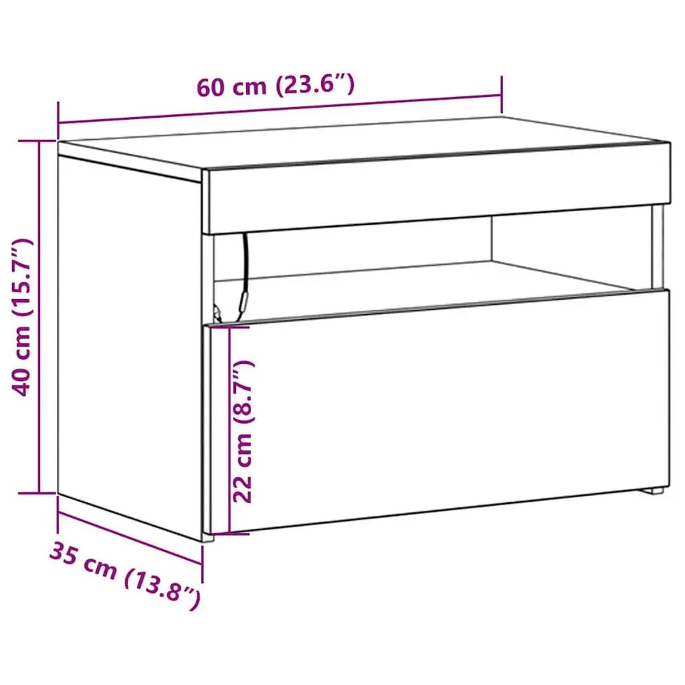 vidaXL - LED TV-meubel met deur - Zwart eiken - Hout - 60x35x40 cm