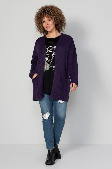 Strickjacke, offene Form, Langarm