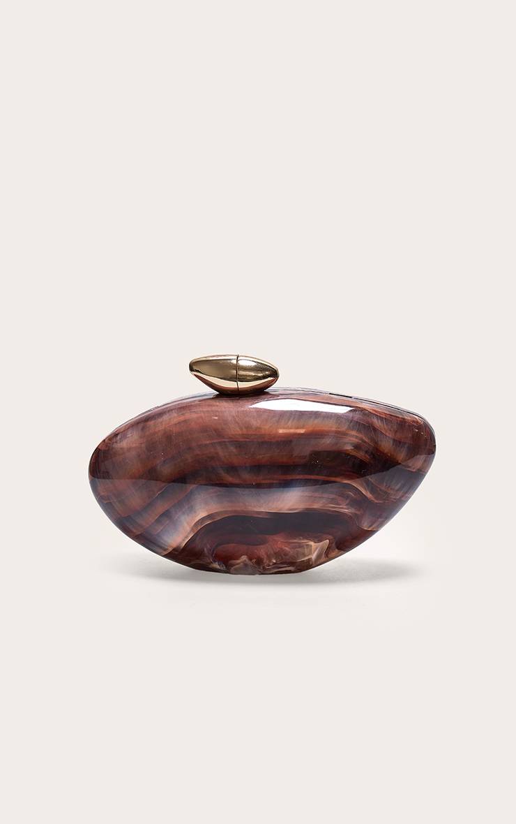 Marron Pochette Rigide Coquillage Dégradé