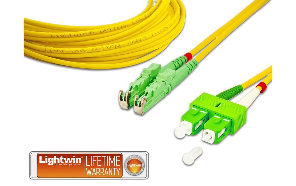LWL-Patchkabel SM E2000/APC – SC/APC, OS2, Duplex, 10 mSinglemode E2000/APC-SC/APC Duplex OS2 10 m