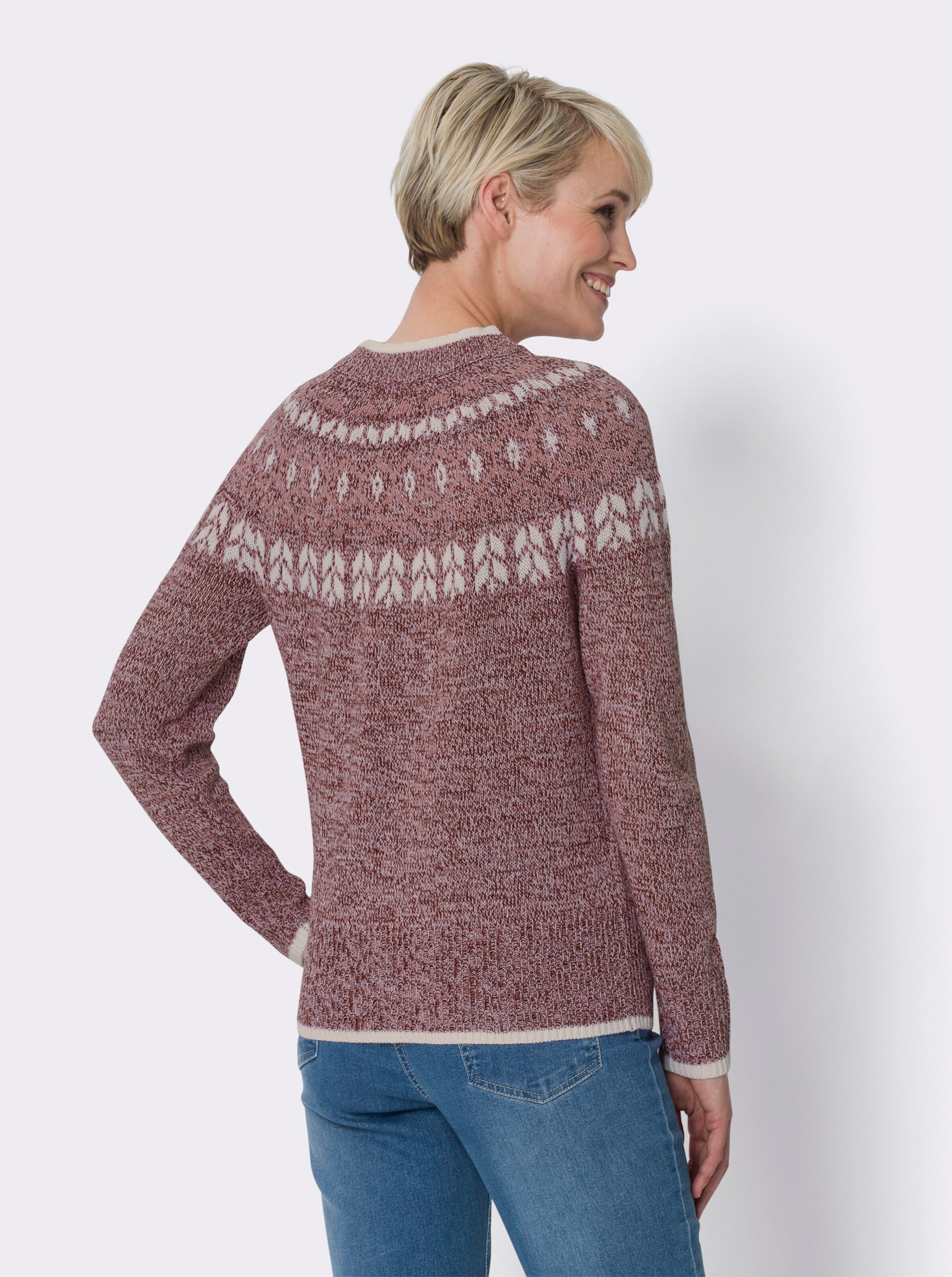 Norwegerpullover in Melange-Optik