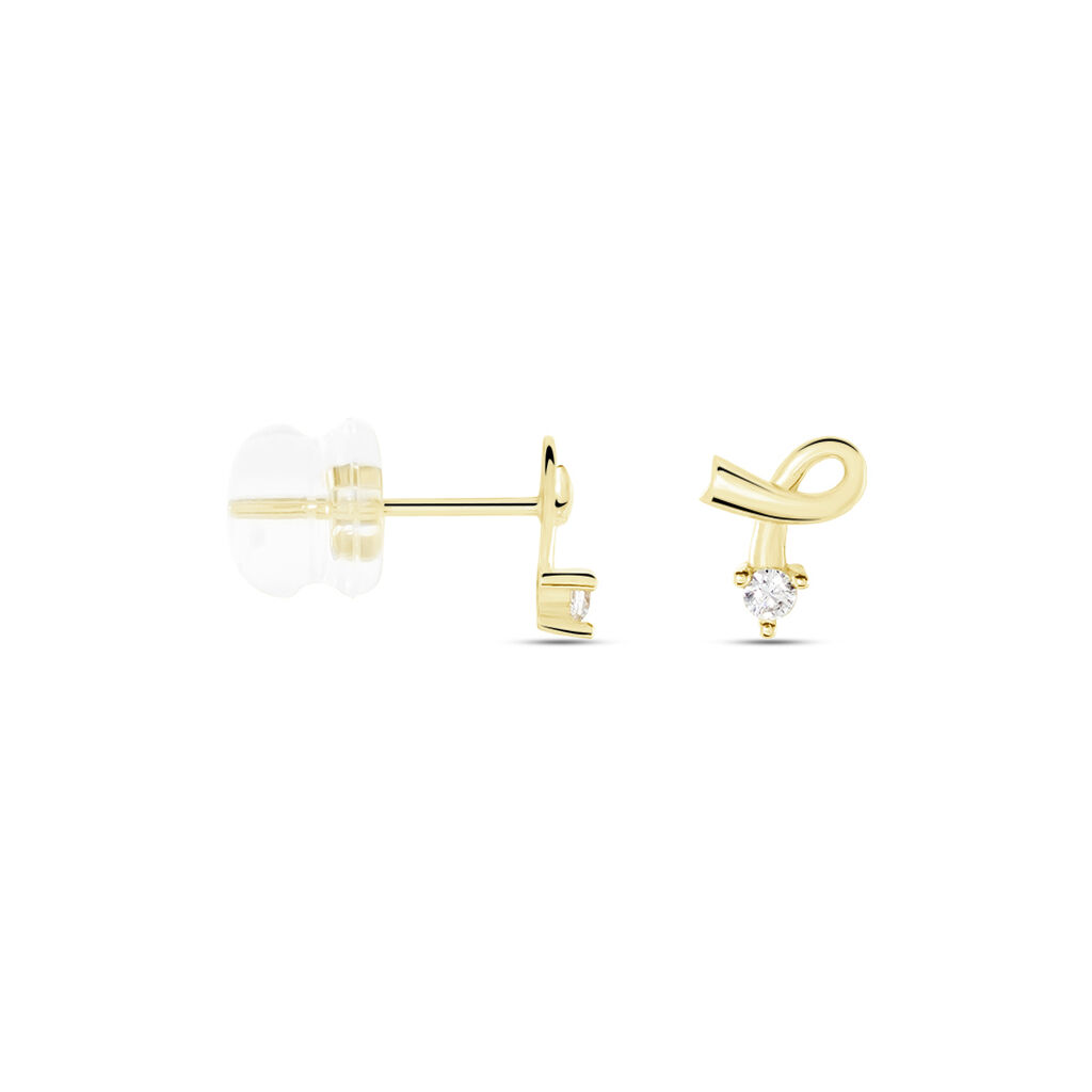 Boucles D'oreilles Puces Alvina Ruban Or Jaune Oxyde De Zirconium