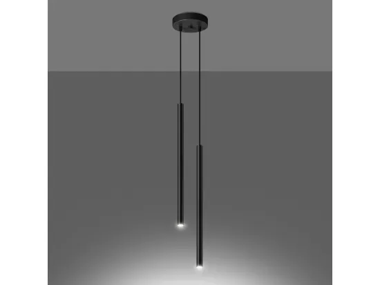 Lampes suspendues Pastelo moderne en acier - 2 sources lumineuses - L.15 x H.118 cm - noir