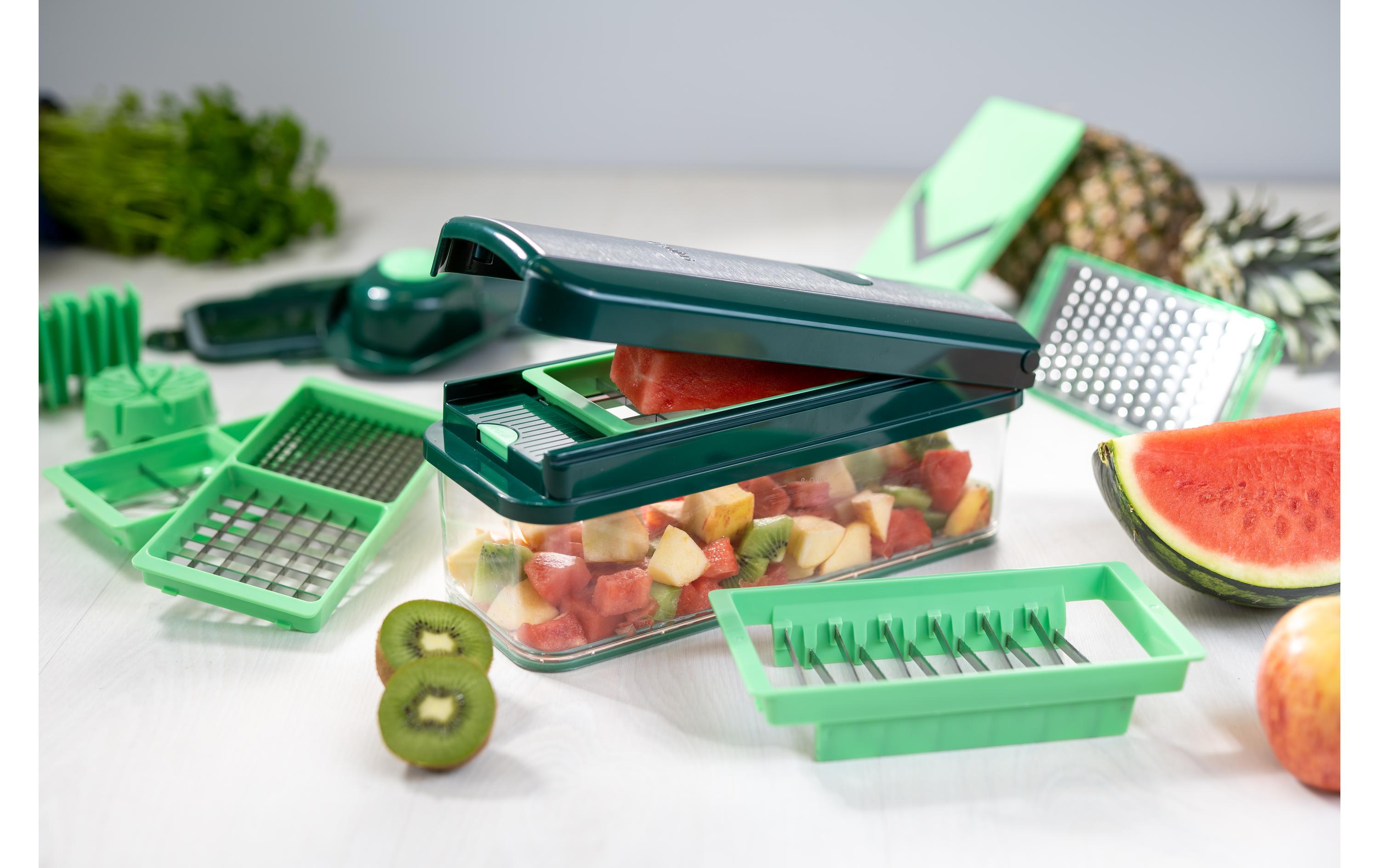 Gemüseschneider Genius Nicer Dicer Exklusive 15-teilig, GrünVerstellbarer Hobel