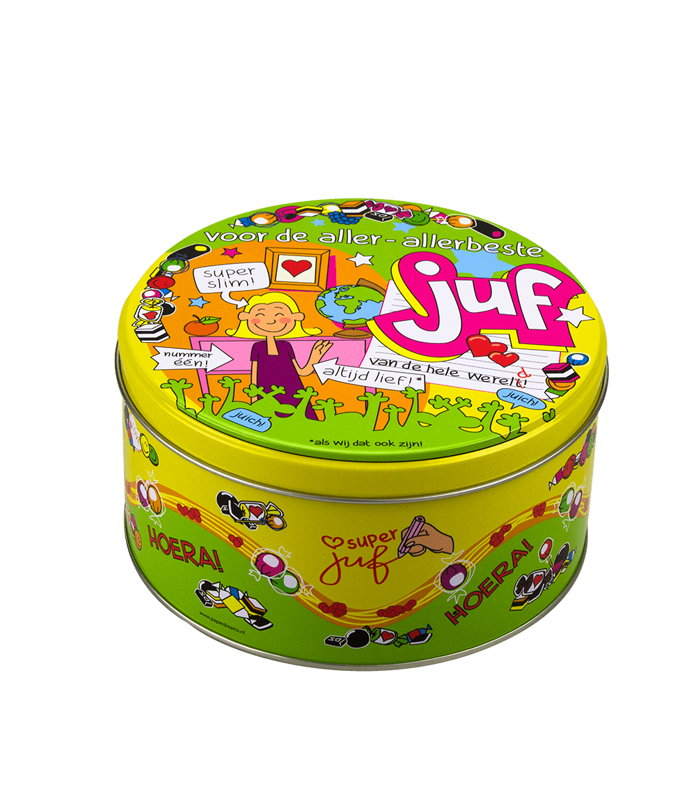 Snoeptrommel Juf 14cm