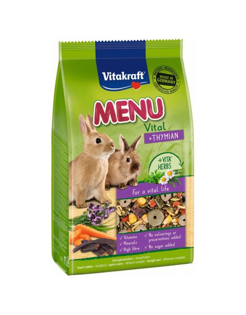 Vitakraft Menu Dwergkonijn Thymian - Konijnenvoer - 1 kg