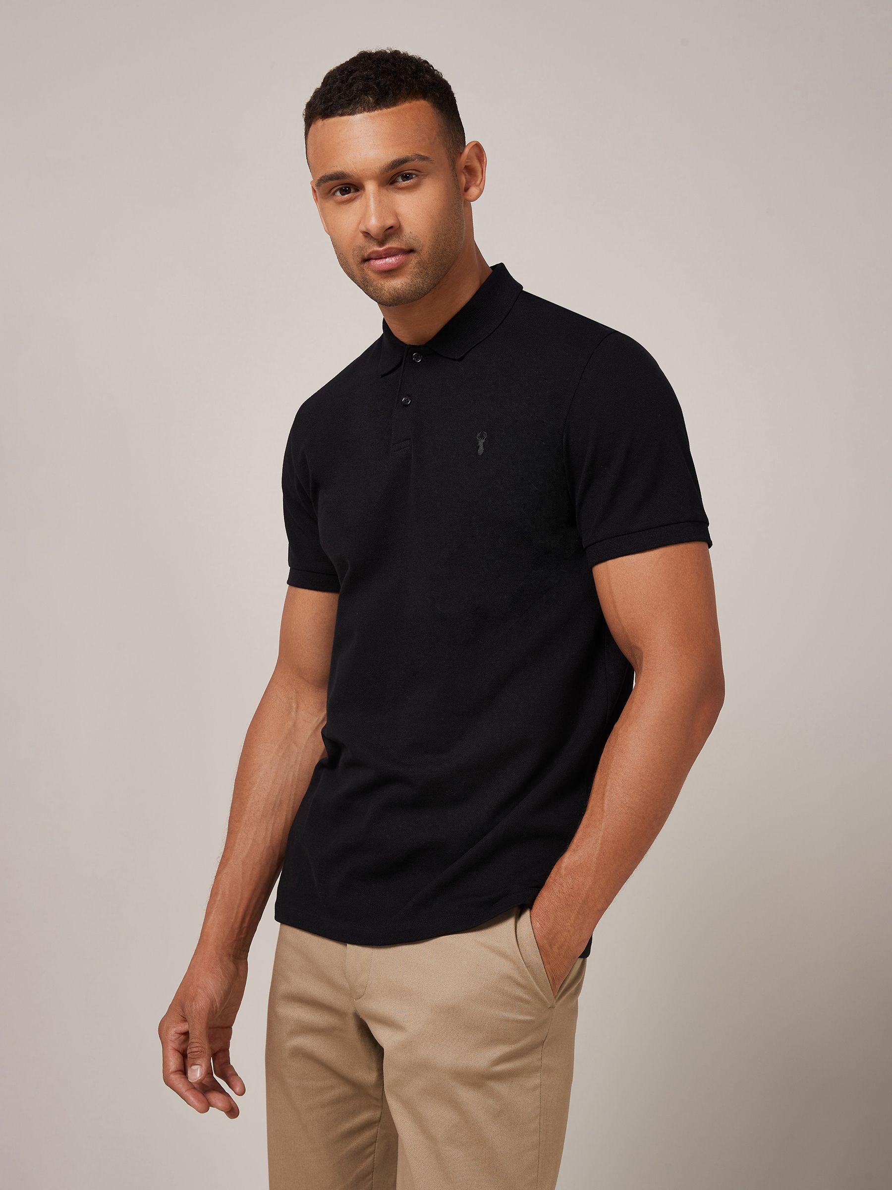 Zwart - Normale Pasvorm - Long-Sleeve Pique Polo Shirt