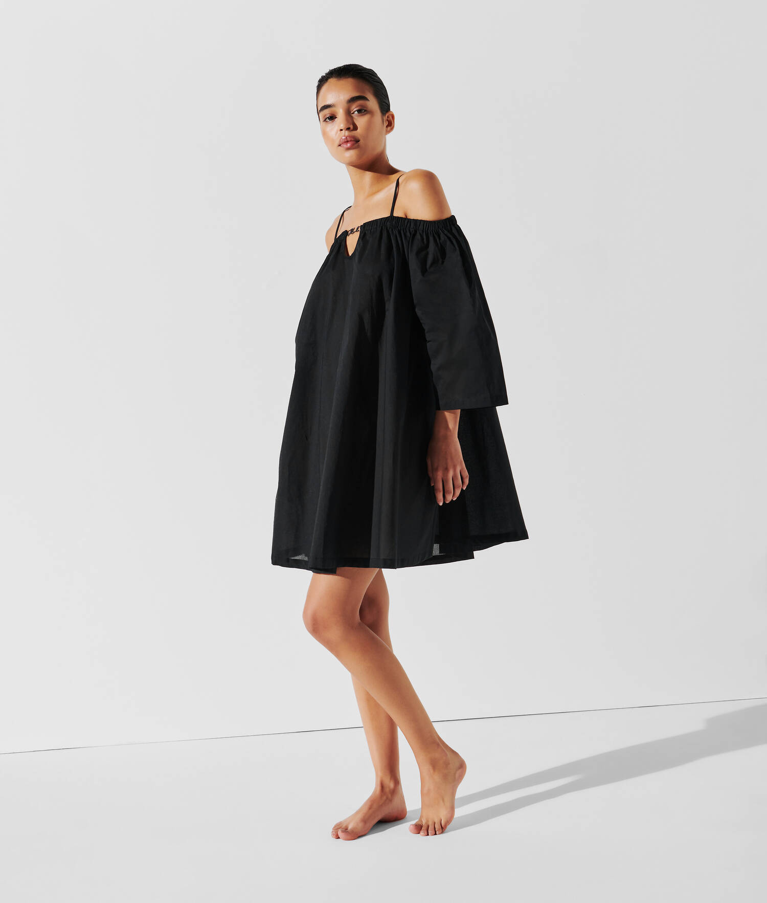 ROBE DE PLAGE À ÉPAULES DÉNUDÉES K/SIGNATURE - Noir