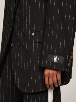 Blazer listrado oversized estilo preppy