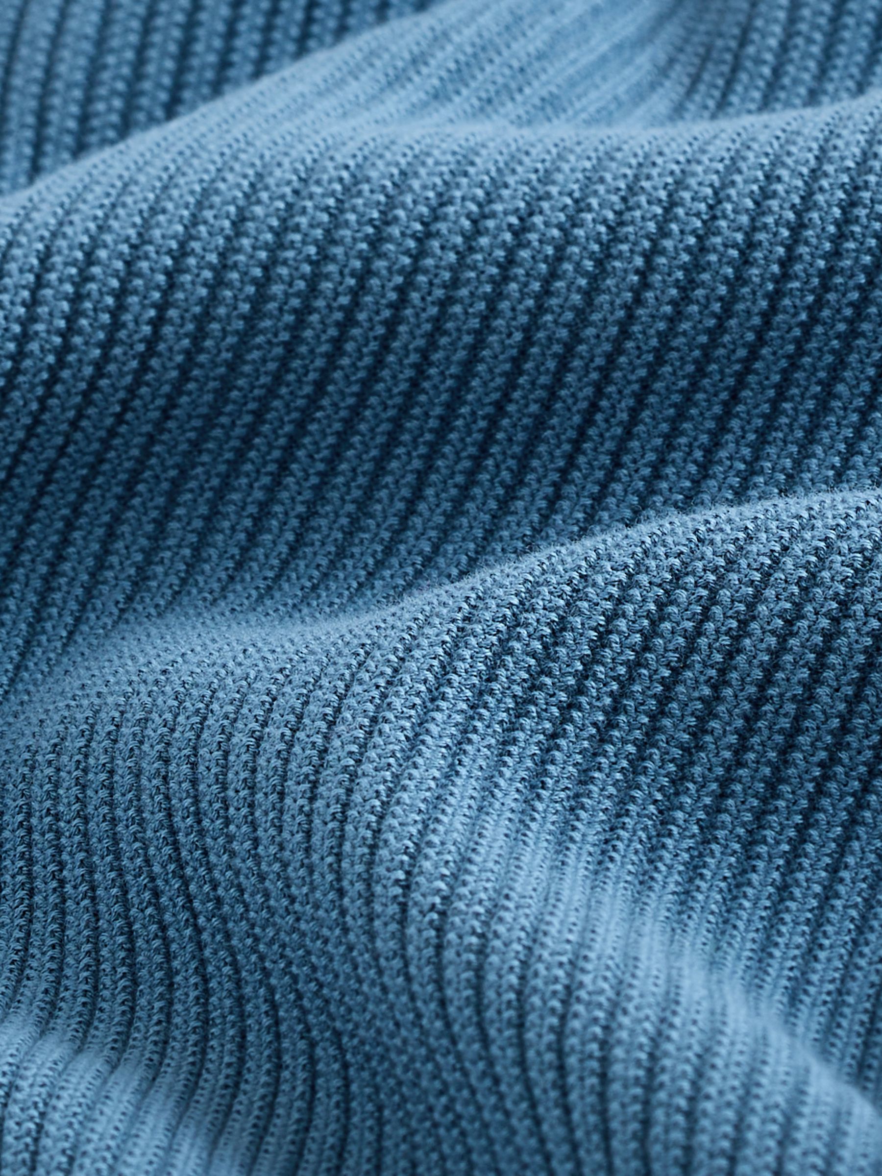 Normaal blauw - Regular fit poloshirt van 100% katoen met korte mouwen, gebreide structuur en ribbels