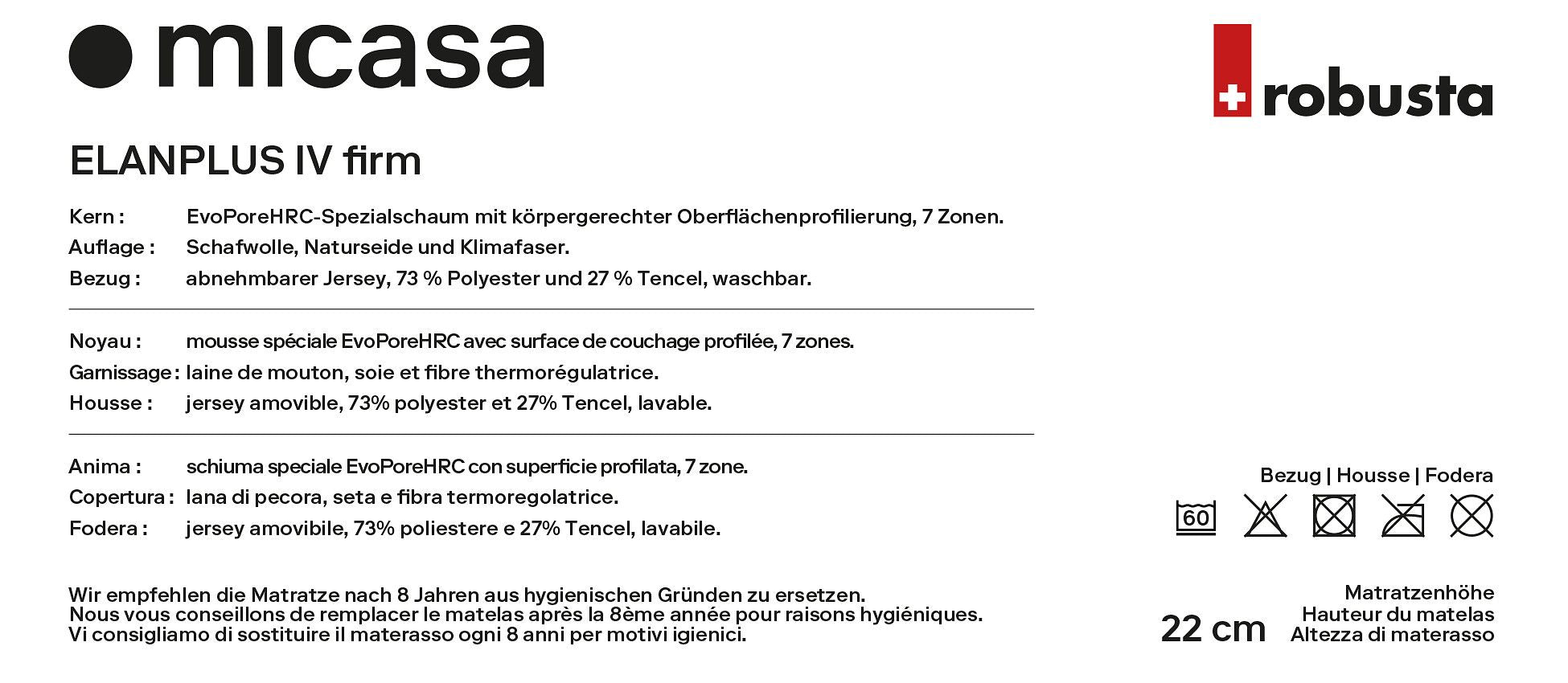 robusta ELANPLUS IV firm Matratze - 200.0 cm x 90.0 cm