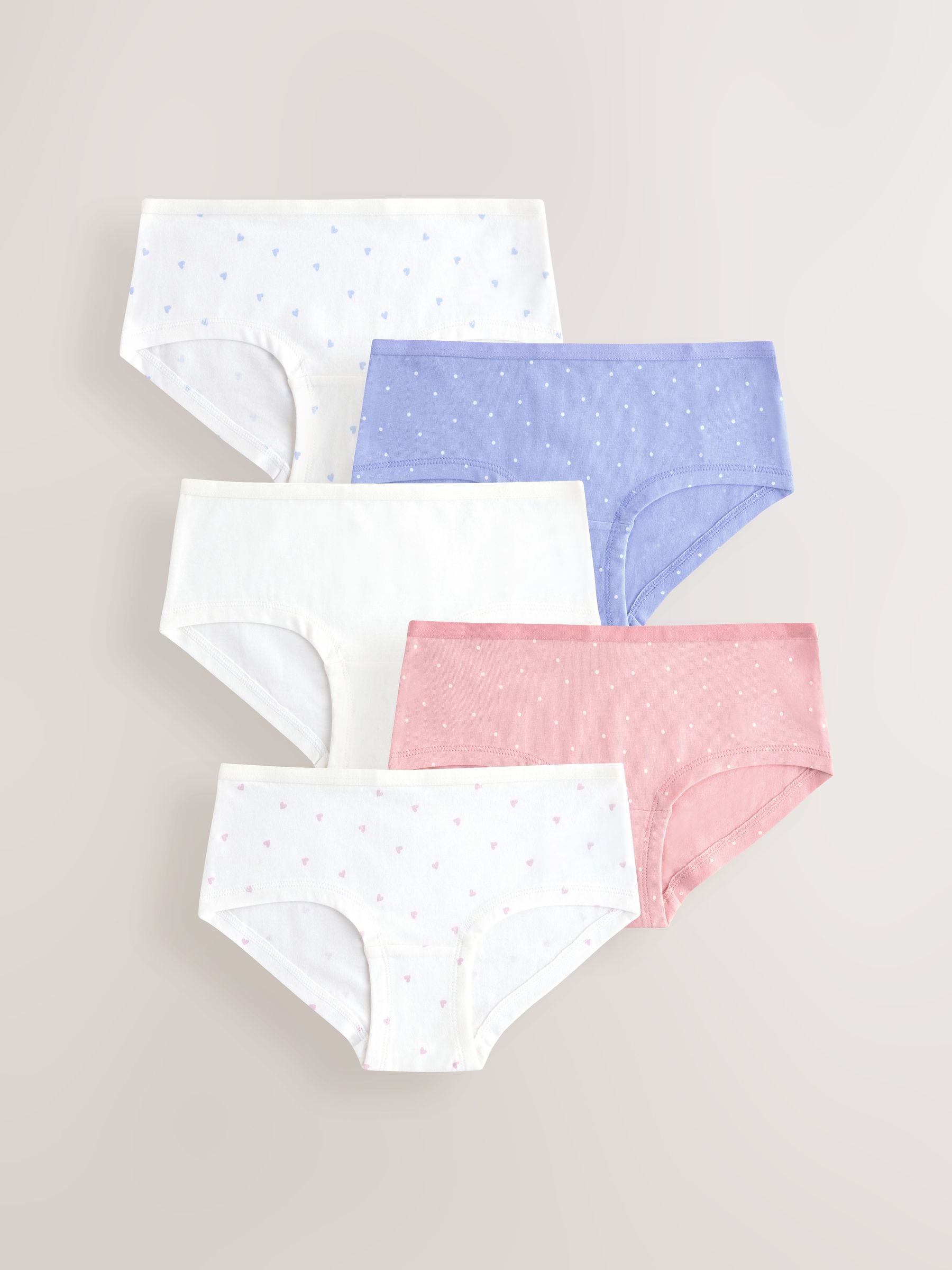 Roze/crème - Set van 5 hipsteronderbroeken met print (2-16jr)