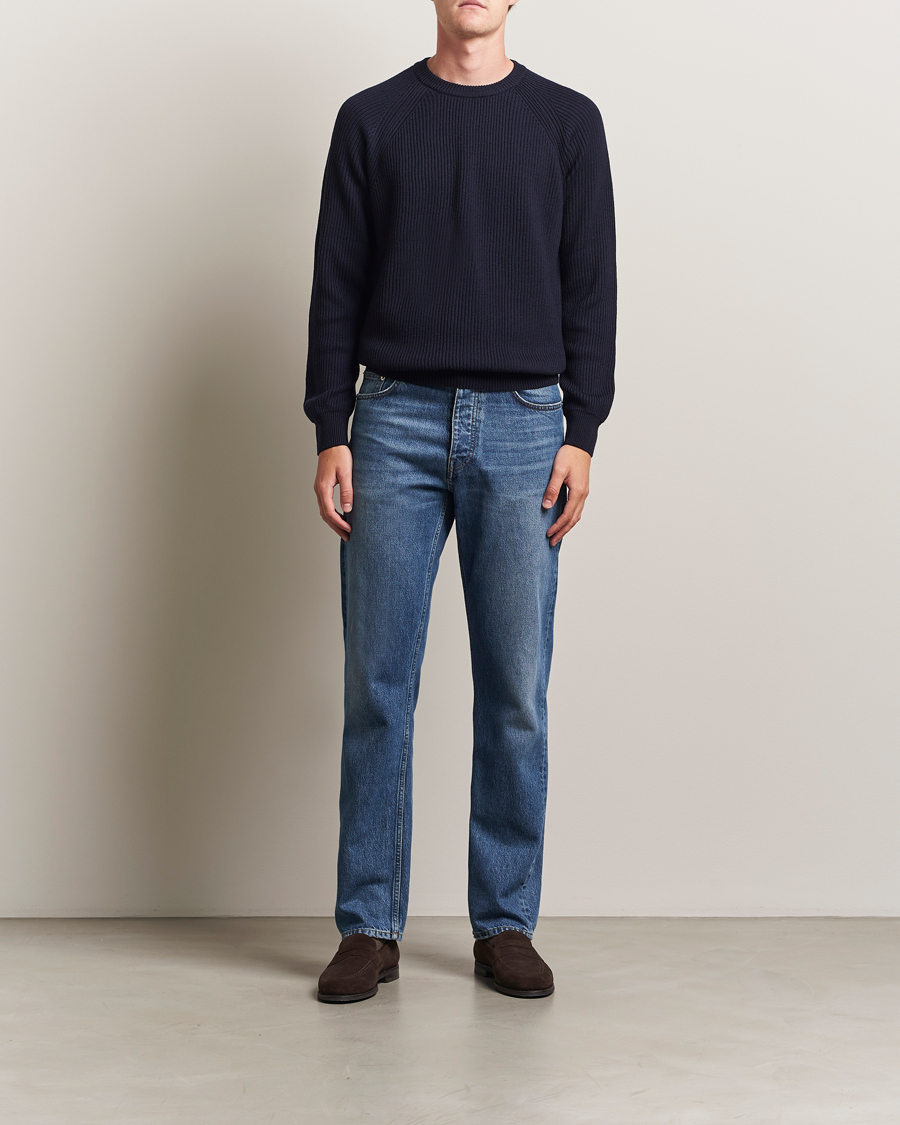 Morgano Merino Knitted Fisherman Ribb  Navy