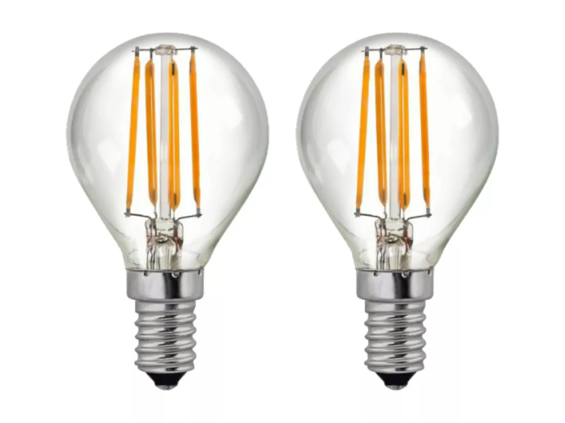 Pack de 2 Ampoules LED à Filament Sphérique E14 4W Equi.40W 470lm 2700K 25000H 7hSevenOn Premium