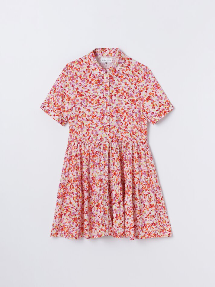 Vestido camisa evasê - Rosa