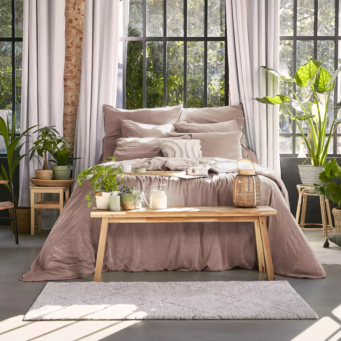 Taie d'oreiller carrée lyocell Tencel™ lavé (63 x 63 cm) Olivia Rose blush