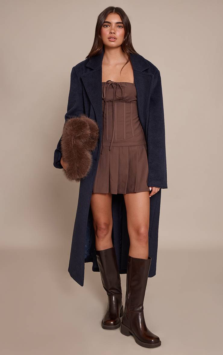 Marron Robe Moulante En Popeline De Coton Chocolat