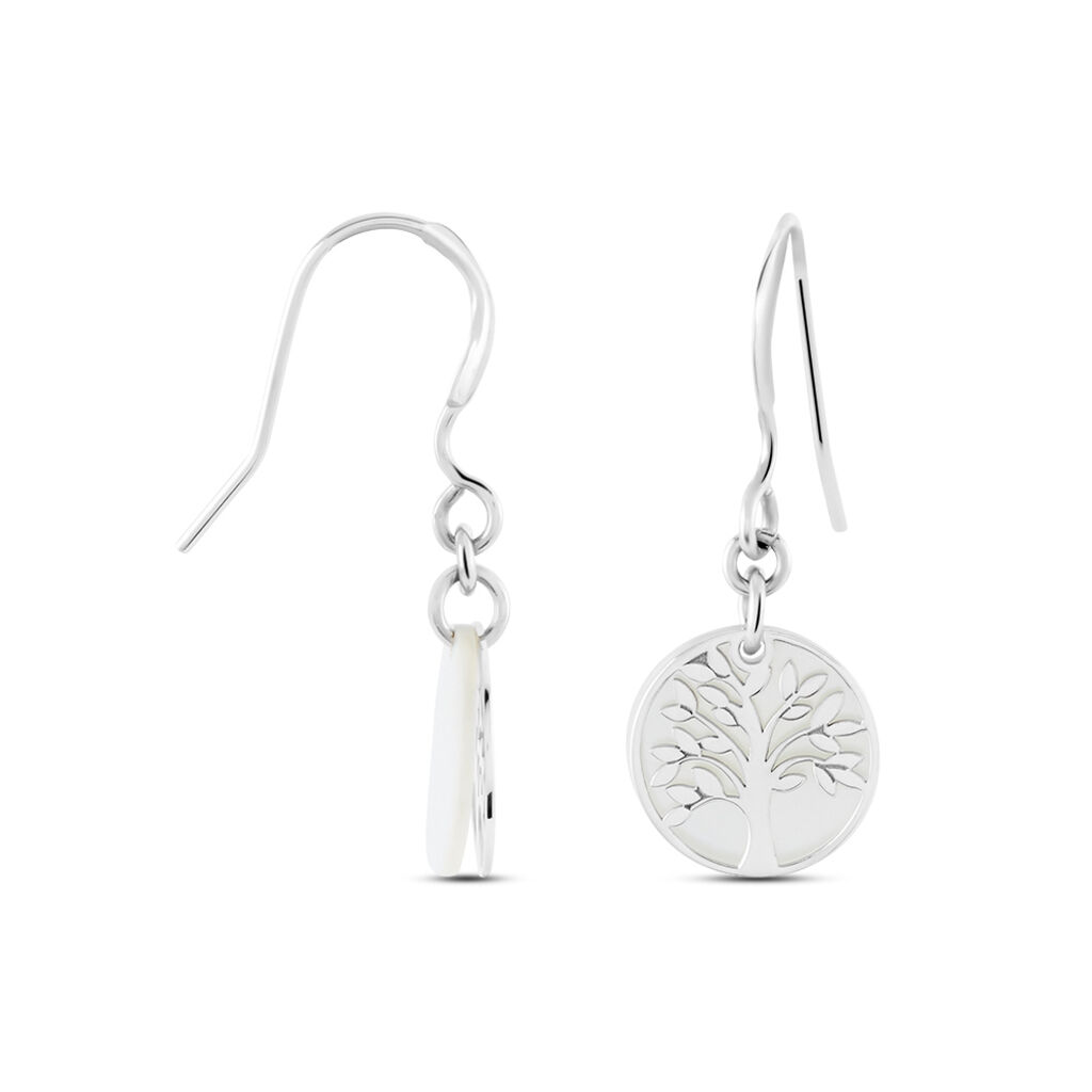 Boucles D'oreilles Pendantes Argent Blanc Sofee Nacress