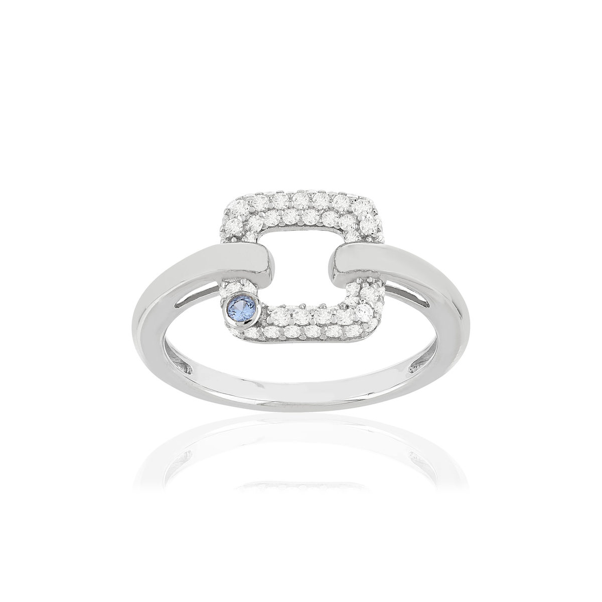 Bague argent 925 zirconias pierre imitation motif carré