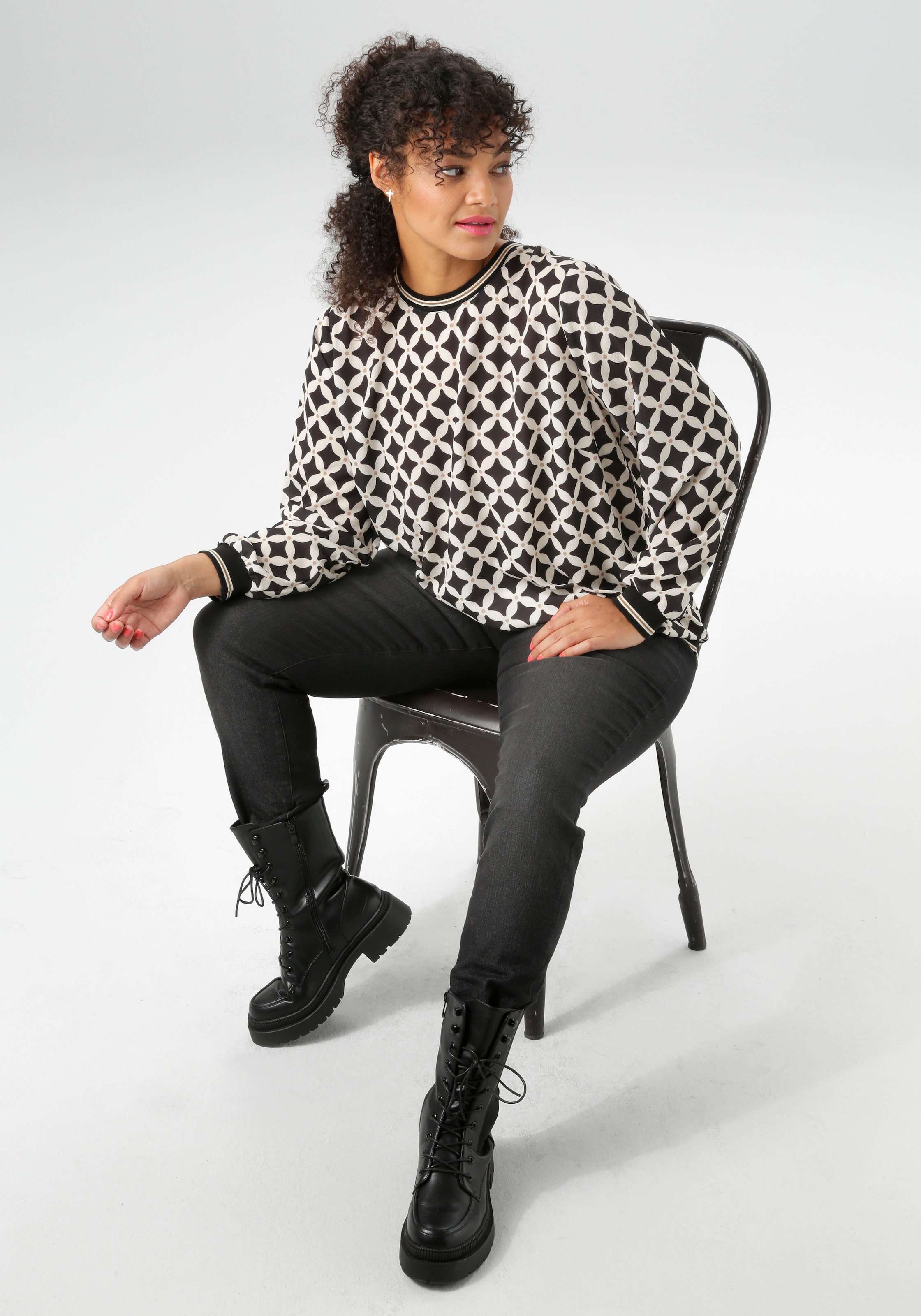 Aniston PLUS Shirtbluse , in Crêpe-Qualität - NEUE KOLLEKTION