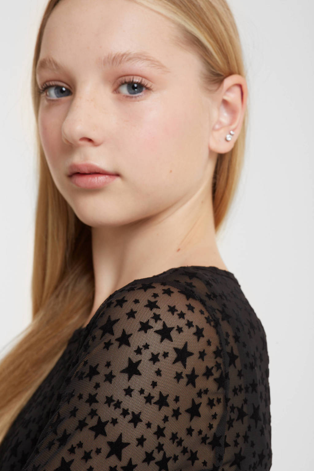 anytime mesh top met sterren zwart