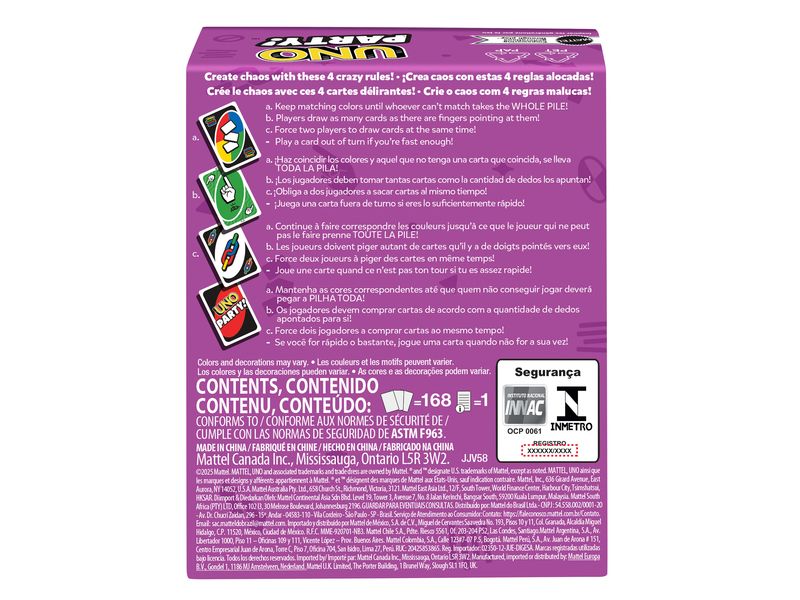 Mattel Spiele Kartenspiel UNO Party Gesellschaftsspiel