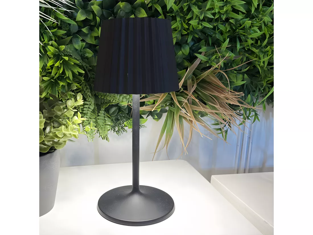 Lampe de table sans fil LED ABBY BLACK Noir Aluminium H30CM