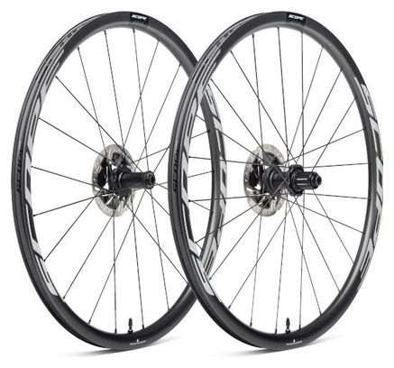 Paire de Roues Scope R3 700c | 12x100 - 12x142 mm | CenterLock | Noir/Blanc