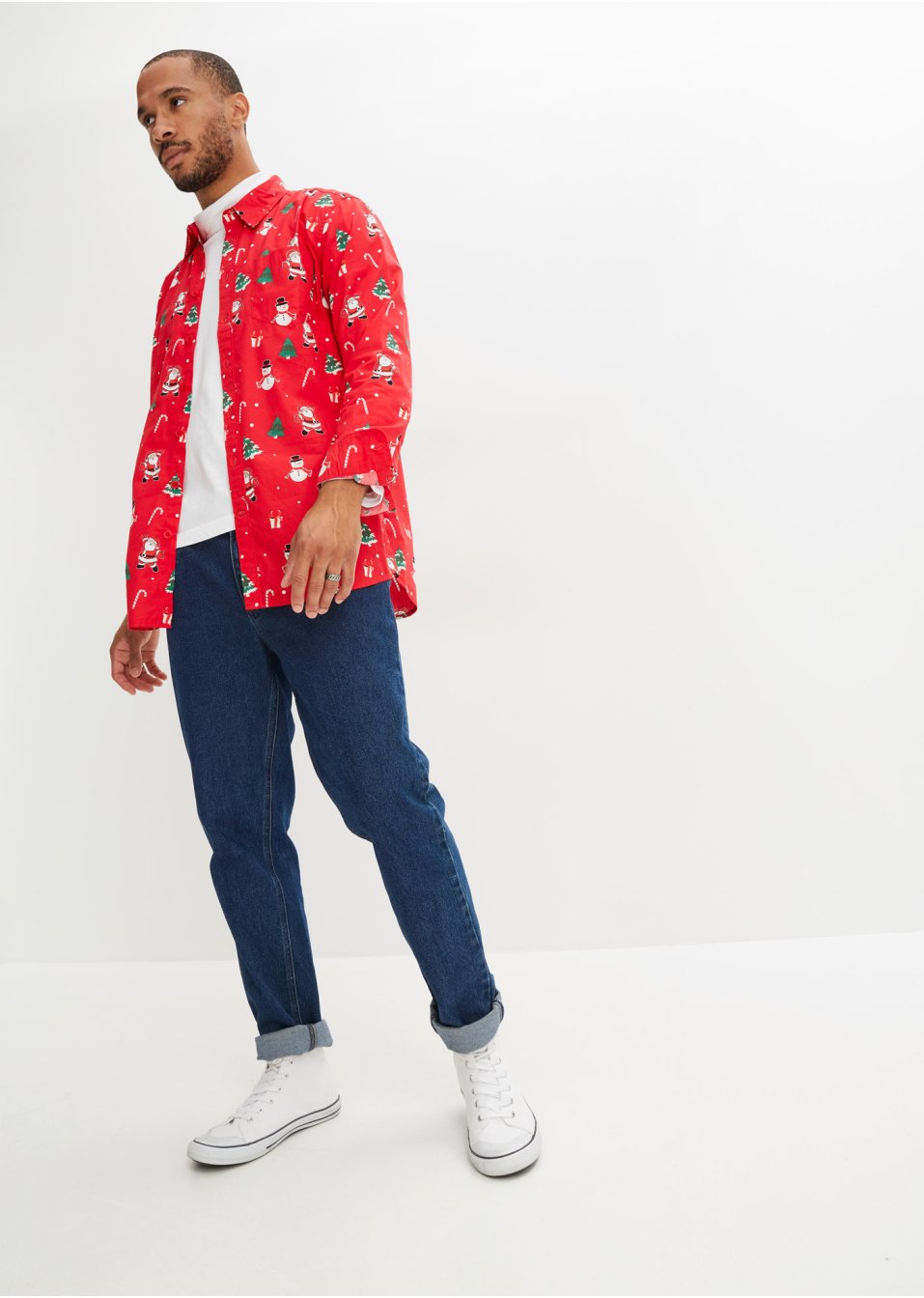 Chemise manches longues avec motif de Noël