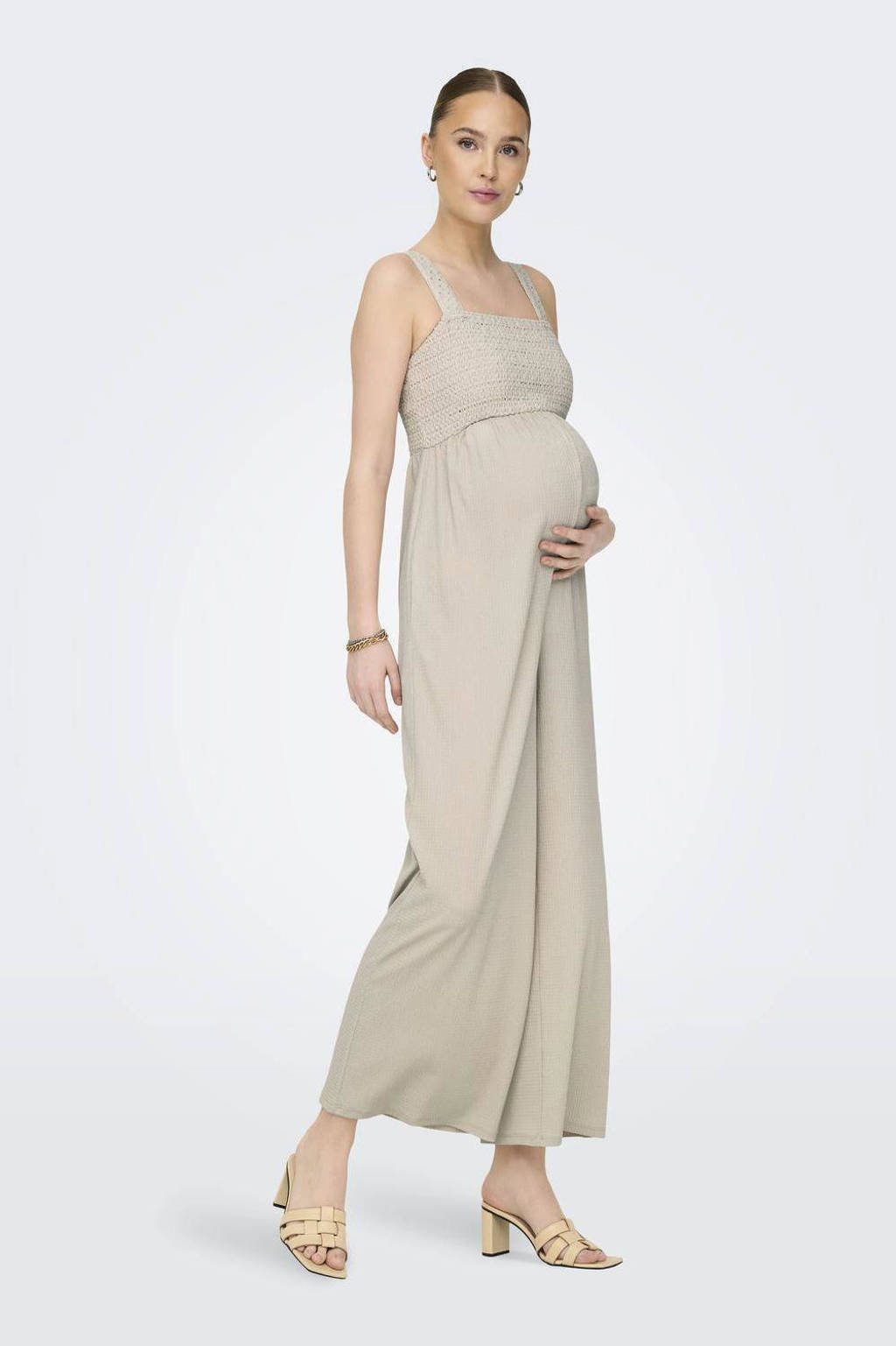 ONLY MATERNITY zwangerschapsjumpsuit OLMELISE beige