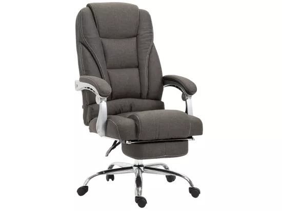 Chaise de bureau - Tissu & Métal chromé - Gris foncé - Pacific