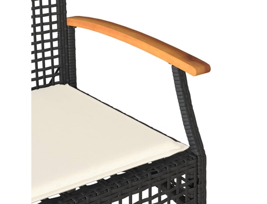 VIDAXL - Banc de jardin avec coussin noir résine tressée et acacia