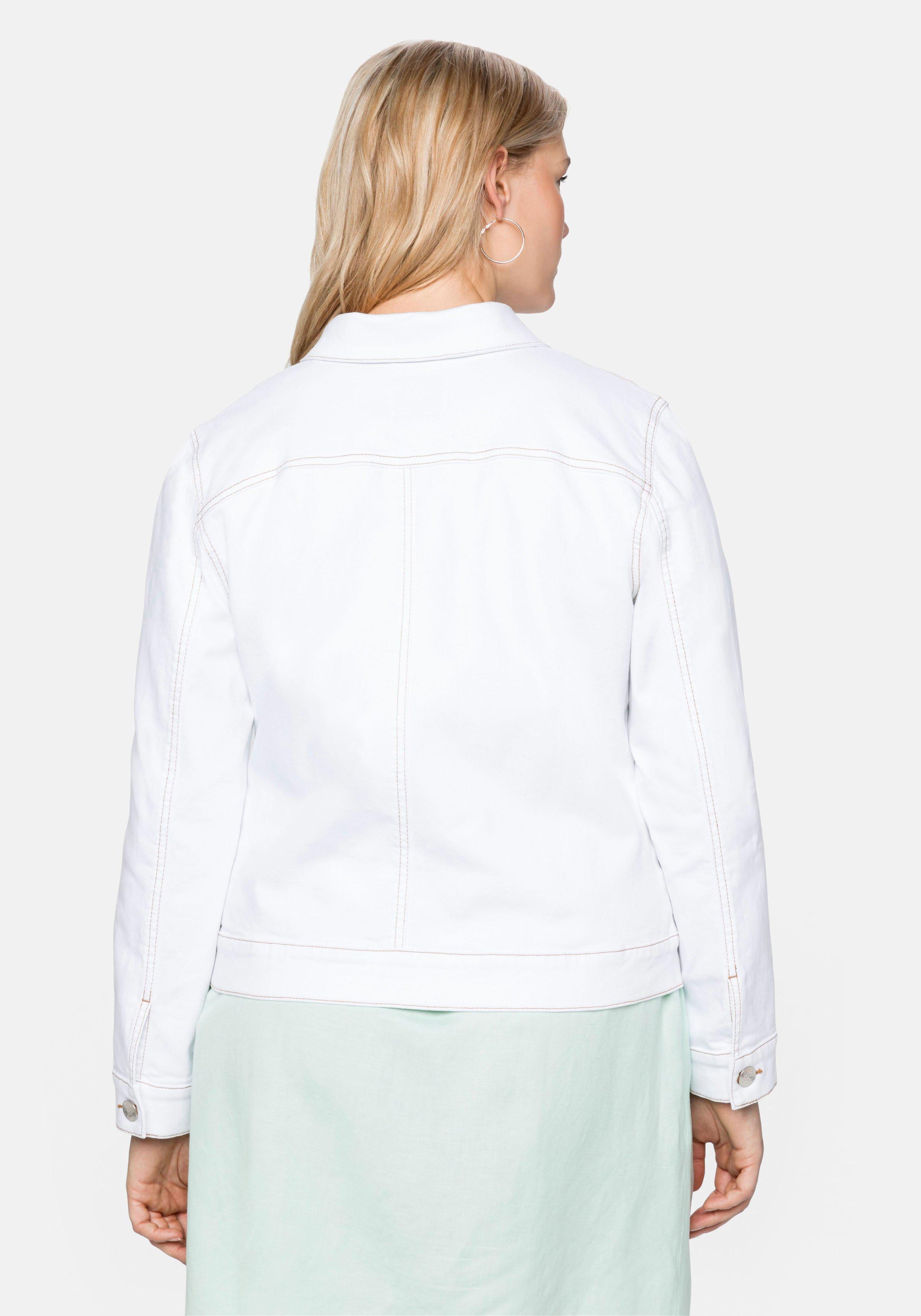 Jeansjacke mit Kontrastnähten, in verkürzter Form