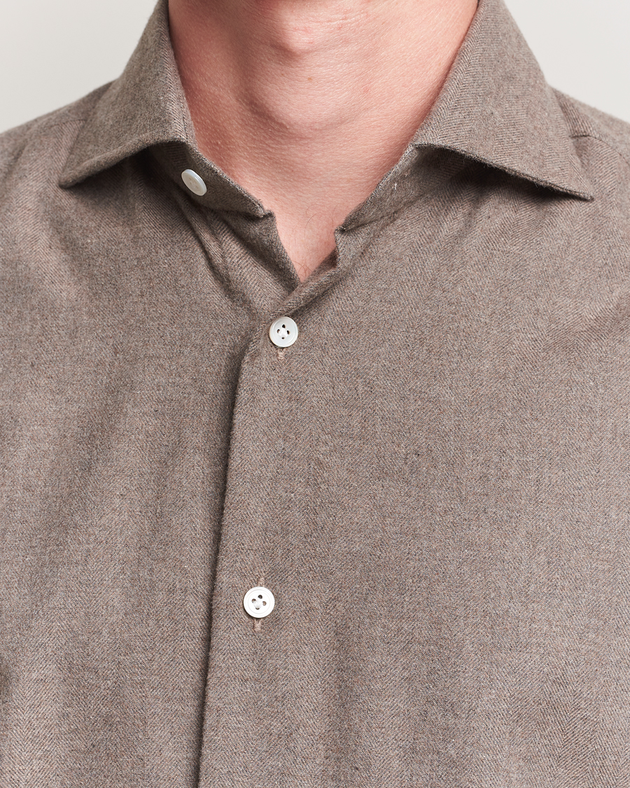 100Hands Herringbone Flannel Cut Away Shirt Caramel