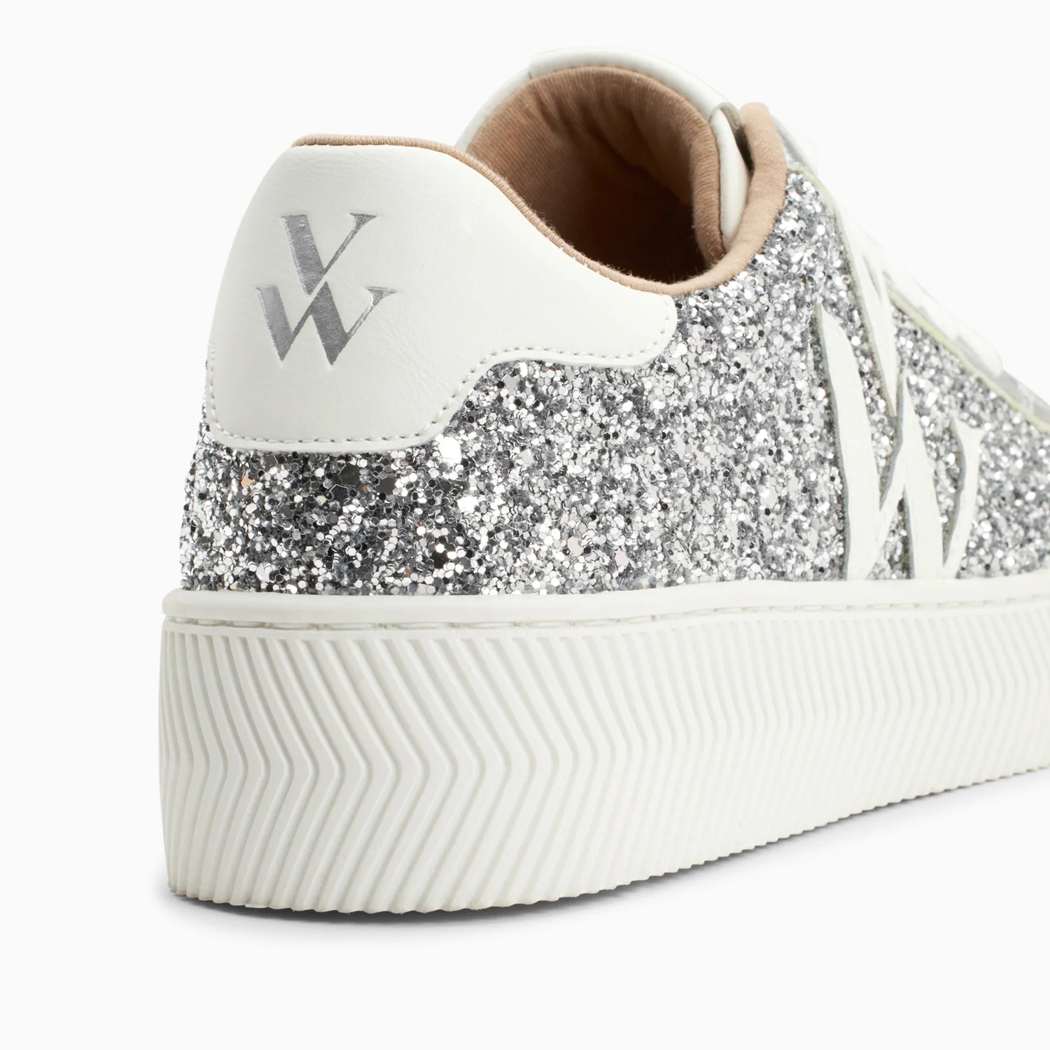 Sneakers-Baskets monogramme Estelle à paillettes argent