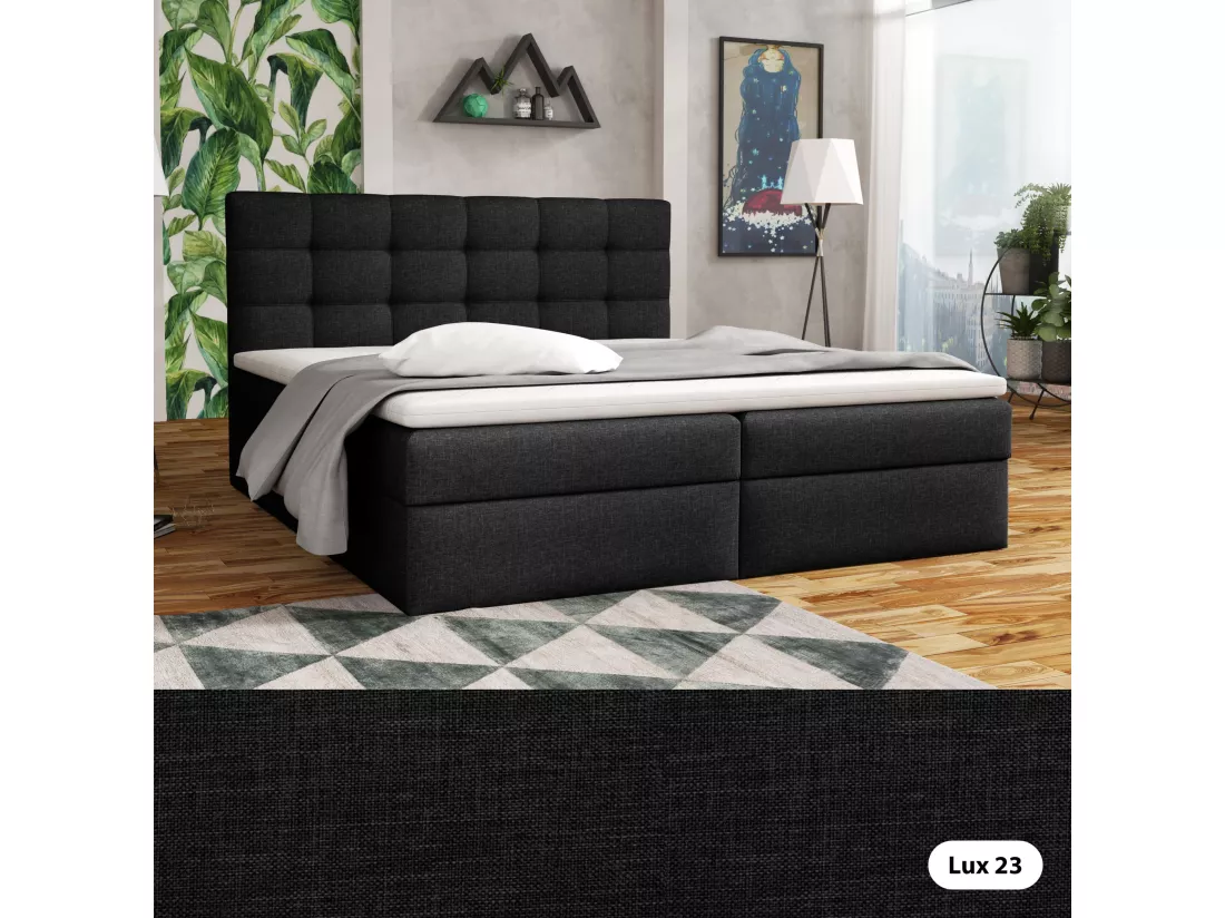 LIT BOXSPRING avec coffre de lit Glame 160x200 cm, Lux 23 (Noir)