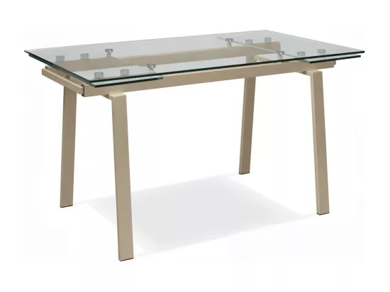 Tommy Table extensible (140/200 x 80 cm) en verre trempé gris tourterelle