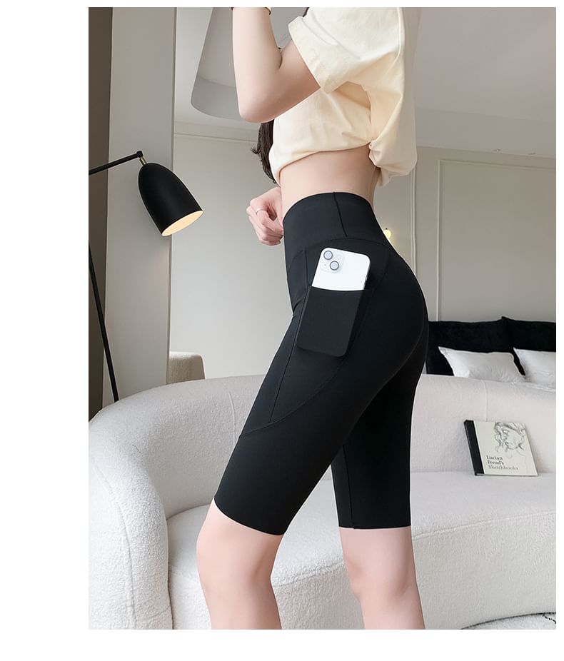 evanesce - Yogashorts met hoge taille en effen zakken