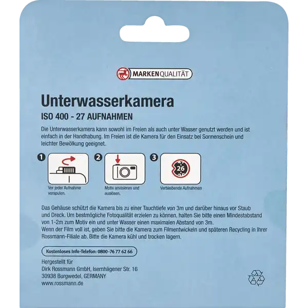 Einwegkamera mit integriertem Colornegativfilm