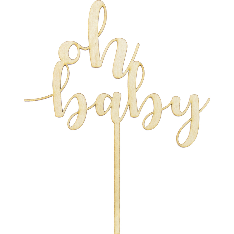 Partydeco Cake Topper Oh Baby, gold, 1 Stück