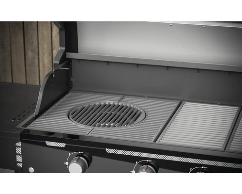 Tenneker® Gasgrill Halo Power Zone TG 4 180,4 x 61 x 117,5 cm 4-pits + zijbrander, gietijzeren rooster, platformsysteem, glazen inzetstuk in het deksel